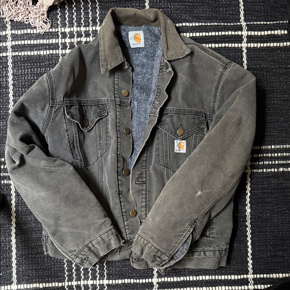 VINTAGE Carhartt Men's Charcoal Denim Jacket